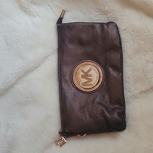 Michael kors brown metallic clutch